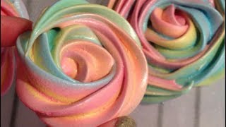Rainbow Rose Meringue Cookies