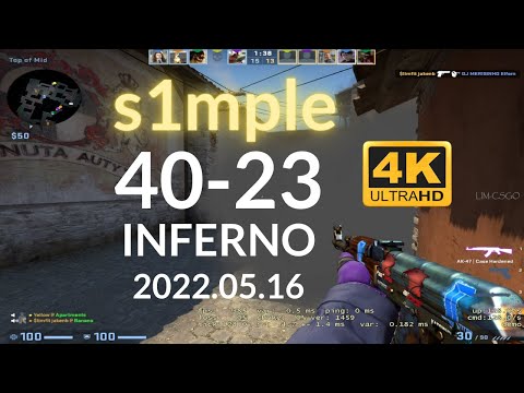 s1mple plays Faceit (40-23) (INFERNO) 2022.05.16