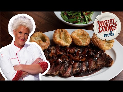Anne Burrell's Dry Aged Rib-Eye with Yorkshire Pudding | Worst Cooks in America | Food Network