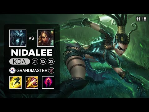 Nidalee Jungle vs Karthus - KR Grandmaster - Season 11 Patch 11.18