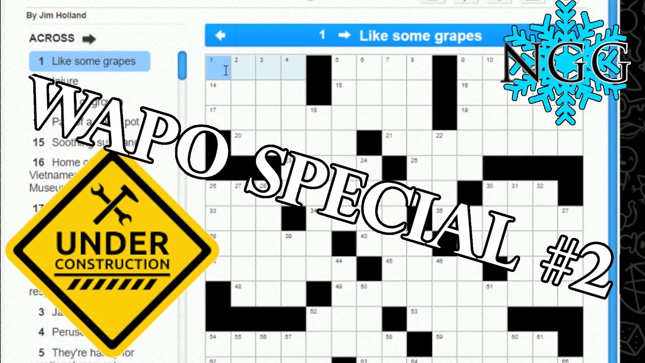 Crossword Time! Washington Post Puzzle from 8/26/21- Special Friday Feature