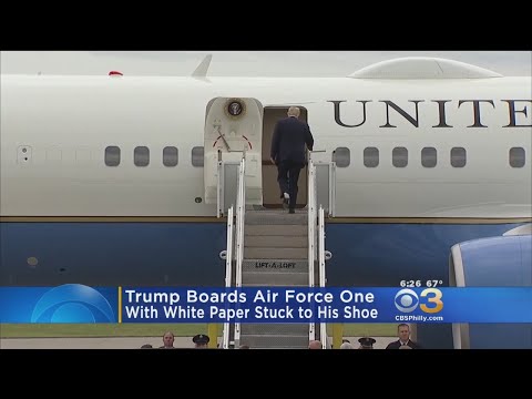 Trump Boards Air Force One With Paper Stuck To Shoe