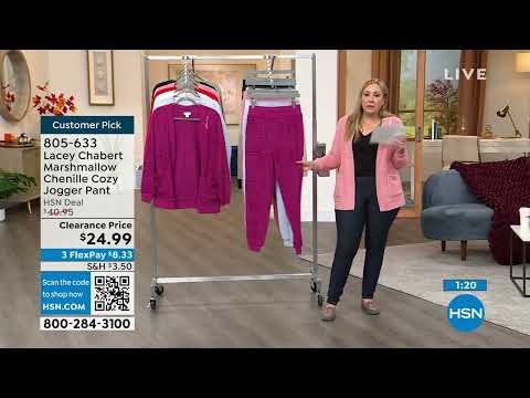 Lacey Chabert Marshmallow Chenille Cozy Jogger Pant