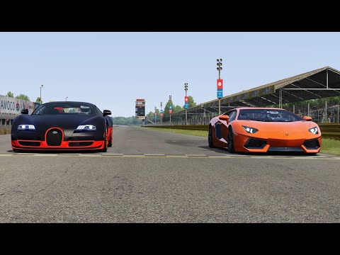 Lamborghini Aventador LP700-4 vs Bugatti Veyron 16.4 SS at Monza Full Course