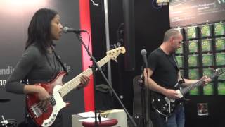 Yolanda Charles & Rob Harris jamming at the London Bass Guitar Show 2014