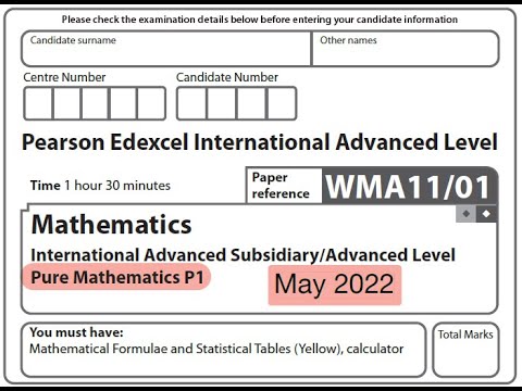 Edexcel IAL Maths - P1 - May 2022