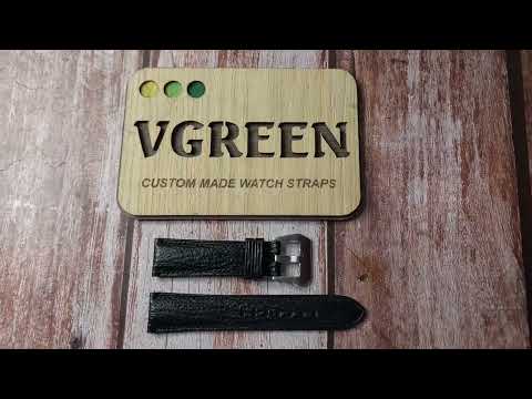 Black Full Grain Sharkskin Leather Strap For Botta Tres 24 Watch