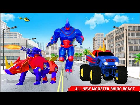 Rhino Robot Flying Monster Truck Transformation Game 2021 - Android Gameplay
