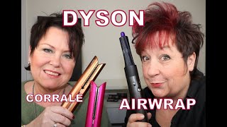Dyson Glätteisen ohne Kabel Corrale und Dyson Lockenstab Airwrap, Volumen/Stand  bei kurzen Haaren