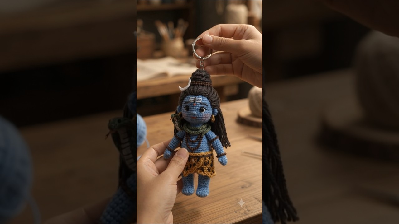 ​Making a Mini Lord Shiva Amigurumi Keychain 🕉️ #shorts #mahadev