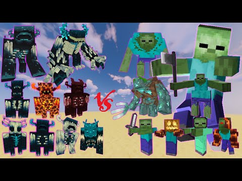 All Zombies VS All Wardens | Minecraft Mob Battle