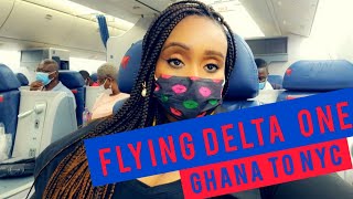 DELTA ONE FLIGHT EXPERIENCE | ACCRA TO NEW YORK | TRAVEL VLOG #glitteratieent #blacktravel #delta