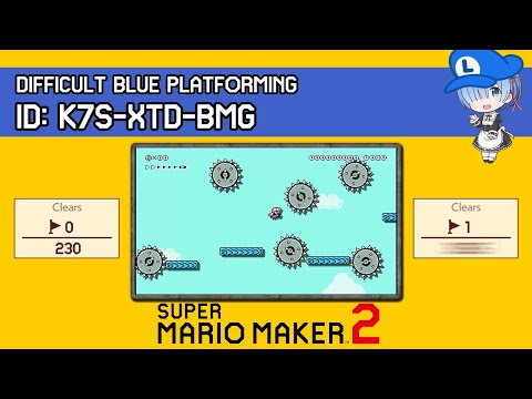 Difficult Blue Platforming - Super Mario Maker 2 UNCLEARED SUPER EXPERT Level Showcase