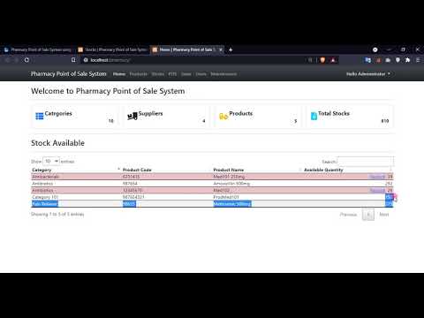 Pharmacy Point of Sale System using PHP and SQLite DEMO