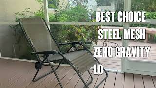Review Adjustable Steel Mesh Zero Gravity Lounge Chair Recliners w/Pillows Cup Holder Trays, Beige