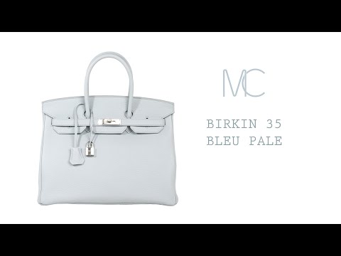 Hermes Birkin 35 Bag Blue Bleu Pale Togo Palladium Hardware • MIGHTYCHIC •