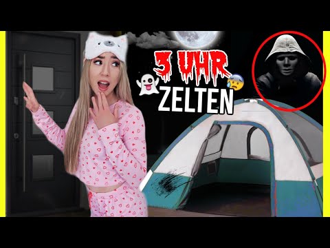 mache niemals SLEEPOVER im ZELT CHALLENGE um 3 Uhr NACHTS vor HAUS in SOMMERFERIEN