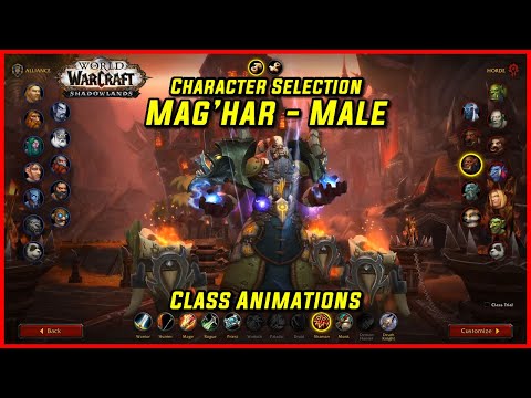 WoW Class Animations - Mag'har Orc Male - WoW Shadowlands Character Creation Screen