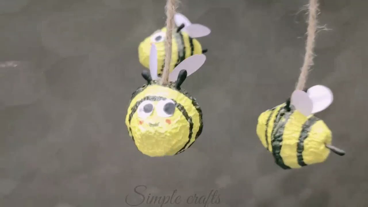 how to make bee from egg carton easy tutorial