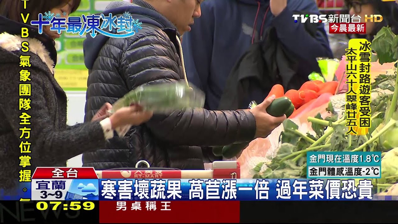 蔬果凍傷、魚翻白肚 農產水產恐貴到過年