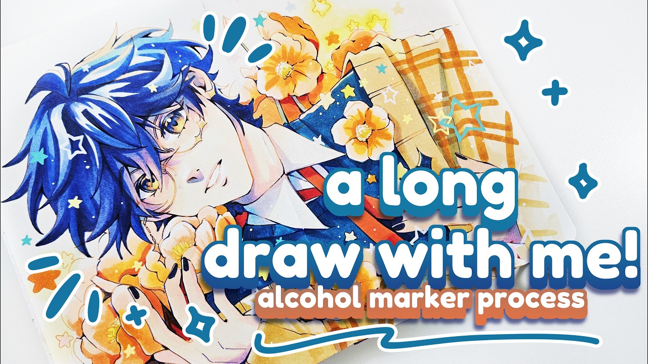 A Long DRAW WITH ME! Alcohol Marker Process💫