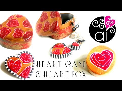 Doodle Heart Cane Tutorial | How to Cover a Box with Polymer Clay | ENG