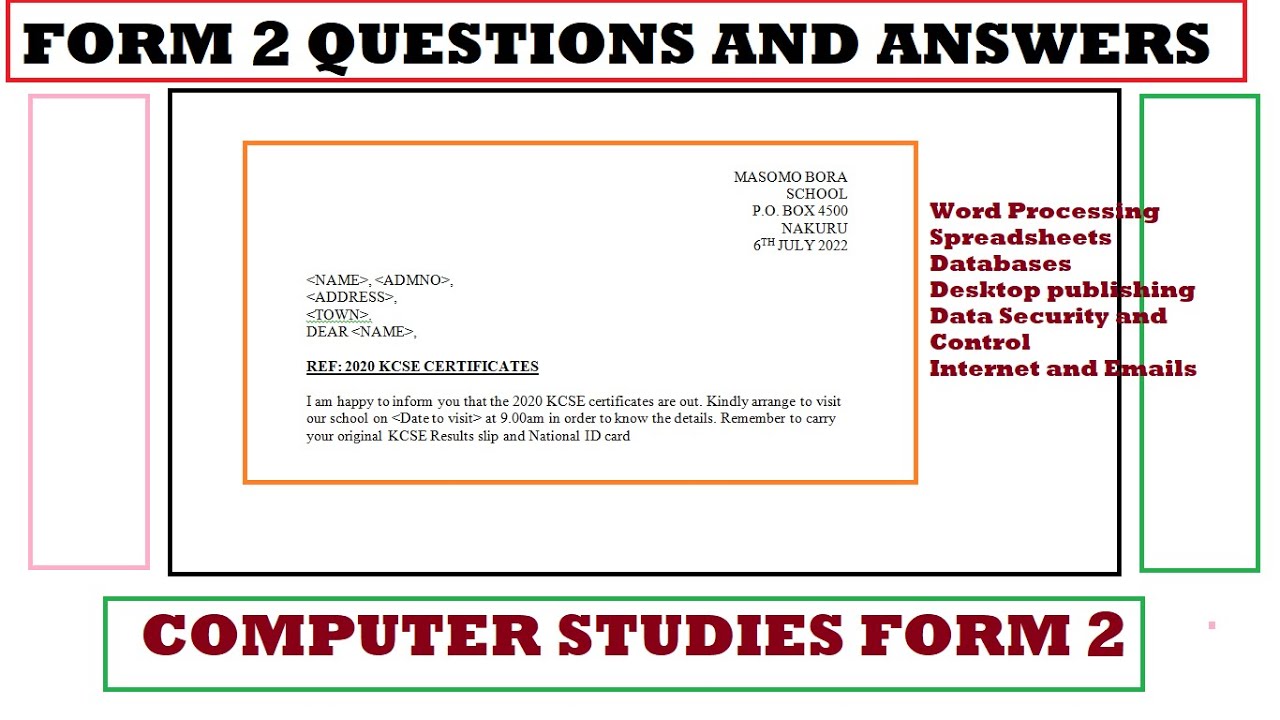 Form 2 Computer studies | Ultimate Revision | All topics Question and Answers 2026