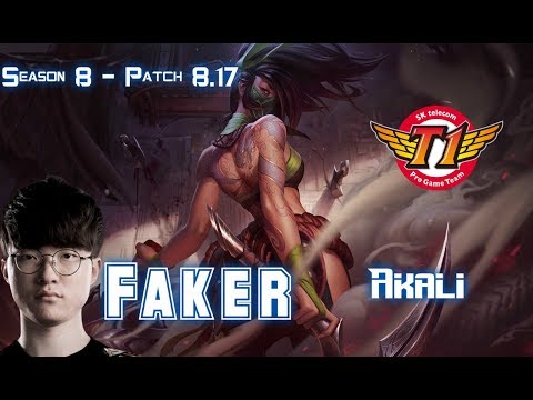 SKT T1 Faker AKALI vs LEBLANC Mid - Patch 8.17 KR Ranked