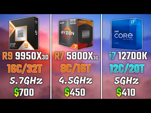 RYZEN 9 9950X3D vs RYZEN 7 5800X3D vs INTEL i7-12700K | Test in 6 Games