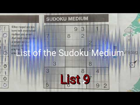 List 9 of the Sudoku Medium puzzle