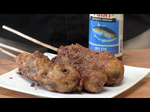 Bacon Wrapped Smoked Bratwurst Corn Dog Recipe! (Pelican gear giveaway)