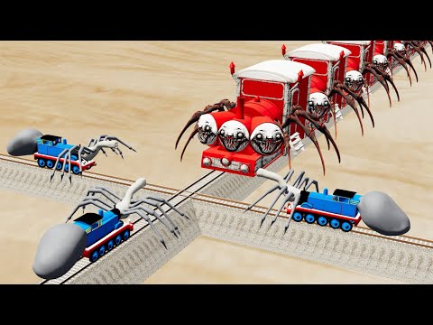 Triple Head Choo Choo Charles Train Vs Cursed Thomas EXE Vs Impossible  Rail Crossing - BeamNG.Drive