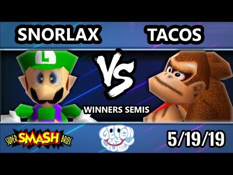 GOML 2019 SSB64 - Snorlax (Luigi) Vs. tacos (Donkey Kong) Smash 64 Tournament Winners Semis
