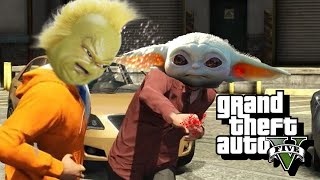Grogu VS Grinch - GTA 5 Stunt Race Funny Moments