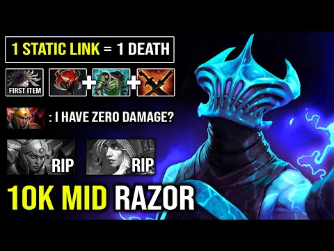 WTF ZERO DAMAGE!!! 1 Static Link = 1 Death 10K MMR Razor Crazy Electric 100% Counter Drow DotA 2