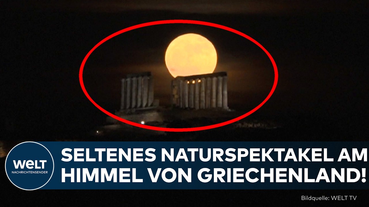ATHEN: Spektakulärer Vollmond sorgt für beeindruckende Himmelsbilder über den Dächern der Stadt!