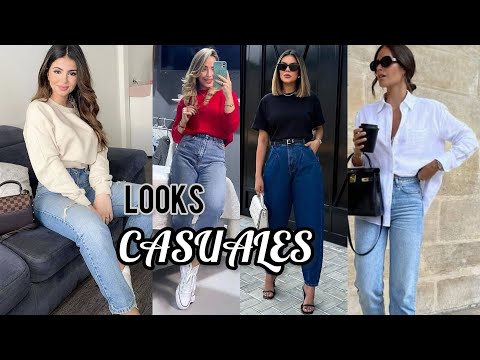 MODA 2024 OUTFITS CÓMO Vestir CON ROPA  BÁSICA Y SENCILLA LOOKS CASUALES PARA MUJER TENDENCIAS 2024