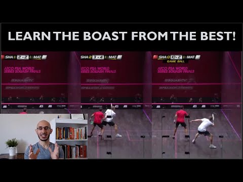PSA Squash: Amr Shabana vs. Nick Matthew - LEARN THE BOAST! Technique, tactics & coaching tips!