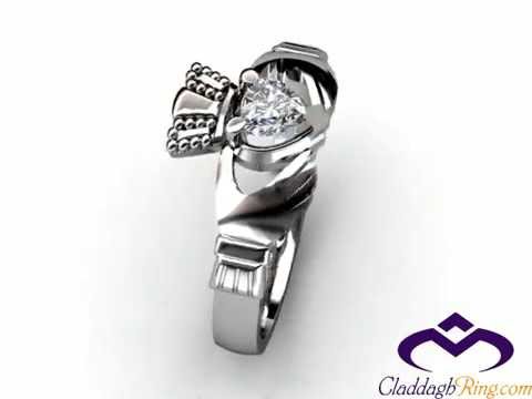 Claddagh Engagement Ring ASU-1 with 1/3 Carat Diamond CladdaghRing.com