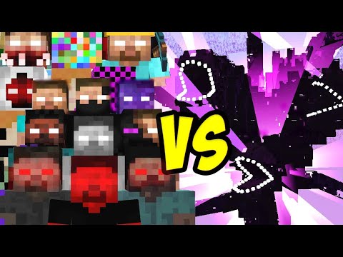 all Herobrine creepypasta mobs vs Wither Storm 7 STAGE in minecraft