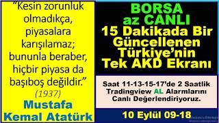 10 Eylül Teorik Eşleşme Bist30-Üye-Tavan -Taban ve Alarm Hiseleri Arac