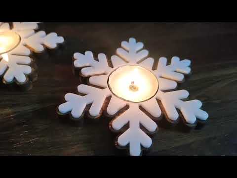 Wood/acrylic brown & white christmas decorations tea light h...