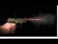 Zeitlupe der ME SIG Sauer P239 colour concept 9mm P.A.K. / Slow motion of the ME SIG Sauer P239