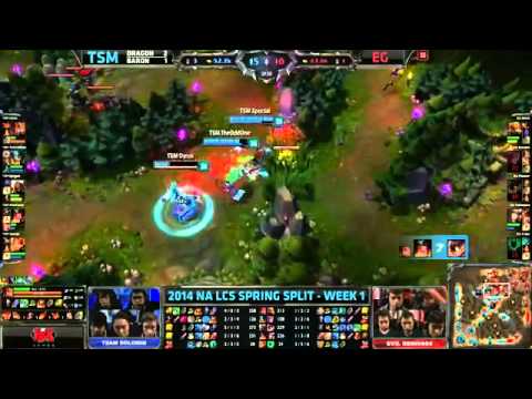 TSM Bjergsen Zed VS EG Pobelter Ziggs Highlights   2014 NA LCS Spring W1D1 MUST SEE