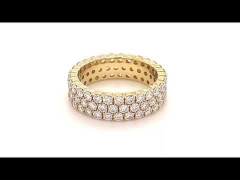 87 Stone Three Row Full Eternity Ring 3.00ct Diamond 18k Yellow Gold