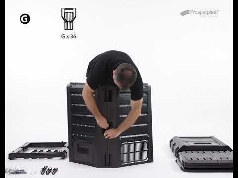 Prosperplast Compogreen Dviejų dalių komposto dėžė, 800 L, juodos spalvos video