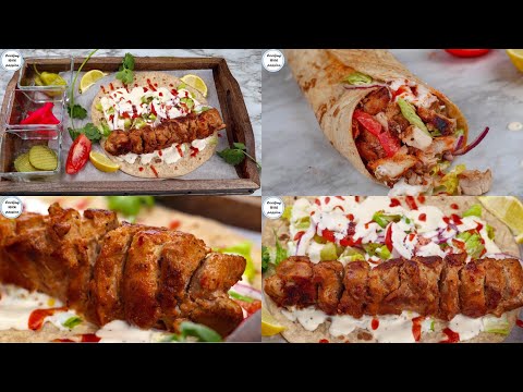 Turkish Chicken Kebab / Kabab Roll Recipe Without Grill & Oven In Pan | Turkish Shawarma Doner
