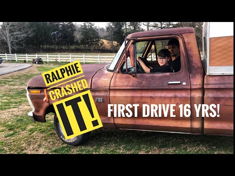 10 year old does first drive in 16 years in our 73 Ford F100 custom