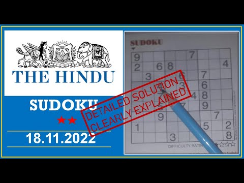 How to Solve 2 Star Hindu  Sudoku Nov 18,  2022 -  Step By Step Solution