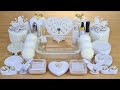 WHITE SLIME Mixing Makeup And Glitter Into Clear Slime Satisfying Slime Videos
